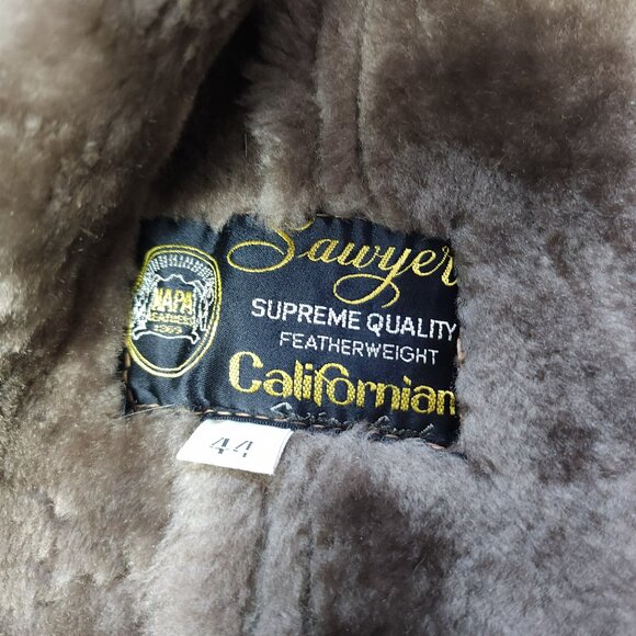Vintage 80s Sawyer Sheepskin Shearling Leather Coat (XL-48) - Picture 4 of 12